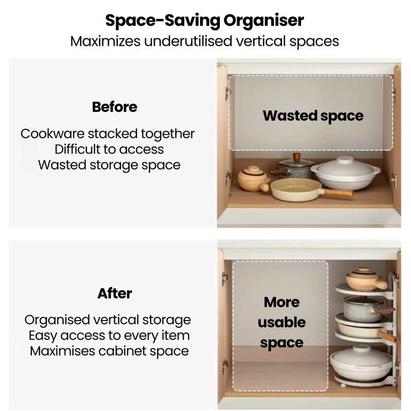 Adjustable Pots & Pans Tiered Rack & Organiser