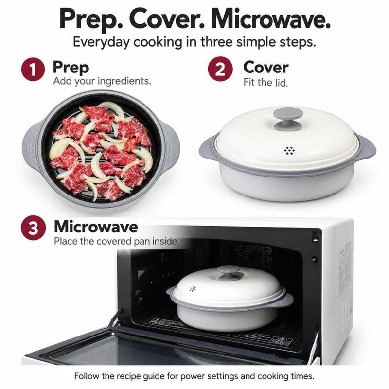 CB Japan Copan 6-in-1 Microwave Round Pan with Steaming Tray