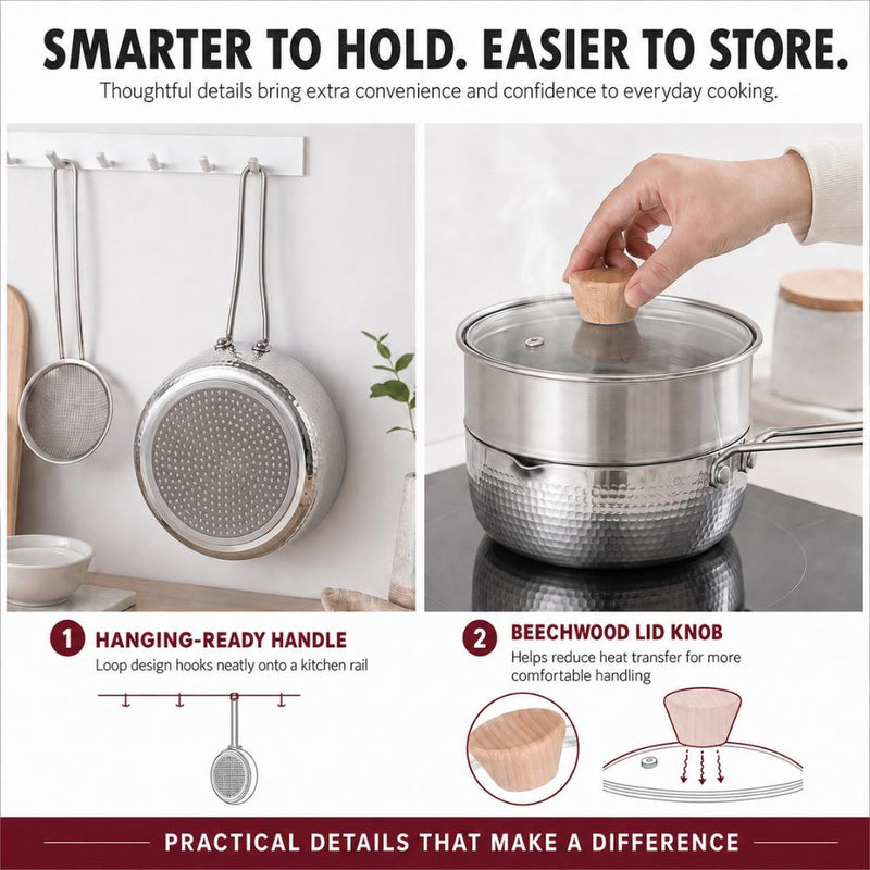 2-in-1 Non-Stick Yukihira Pot & Stainless Steel Steamer Set – 20cm diameter, 2.5L