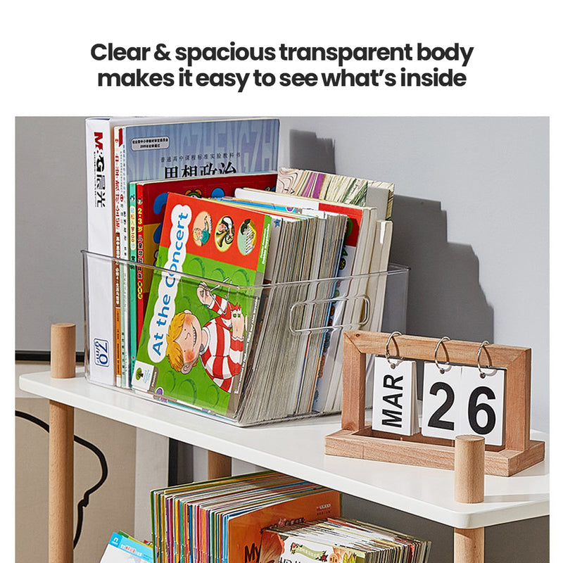 Clear Storage Organising Bin for Books & Miscellaneous Items 28.5cm depth