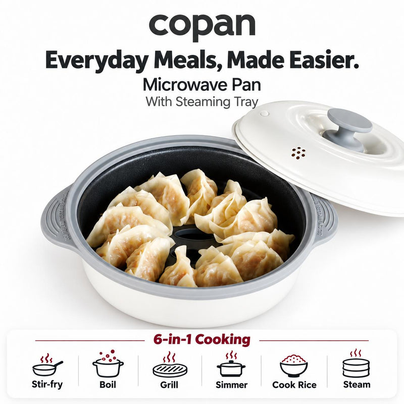 CB Japan Copan 6-in-1 Microwave Round Pan with Steaming Tray