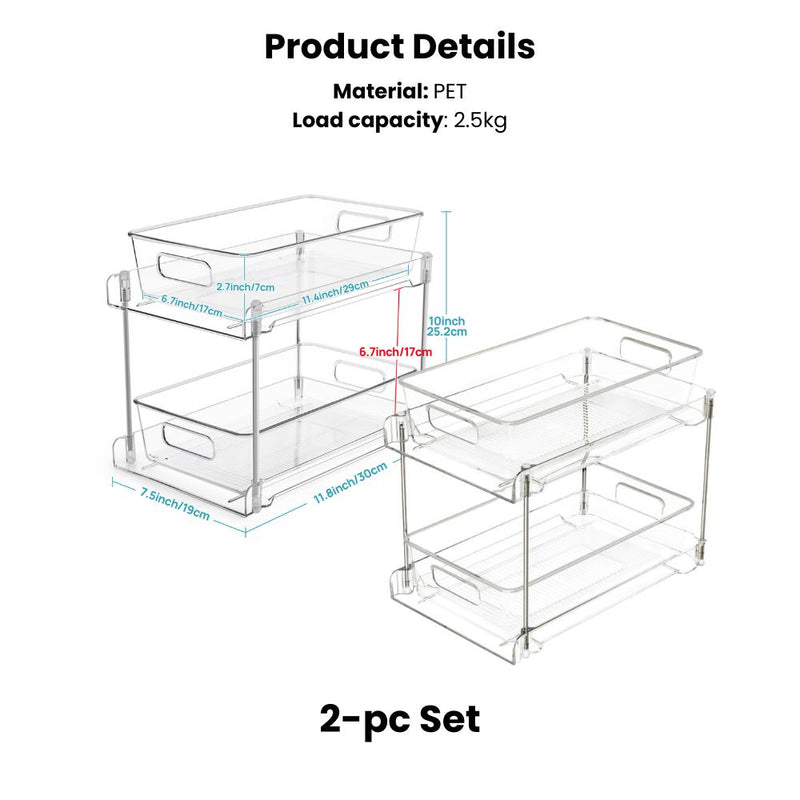 Dual-layer Tabletop Undersink Cabinet Slidable Organiser