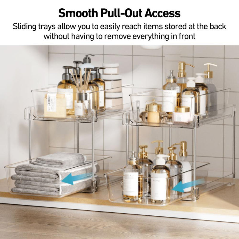 Dual-layer Tabletop Undersink Cabinet Slidable Organiser