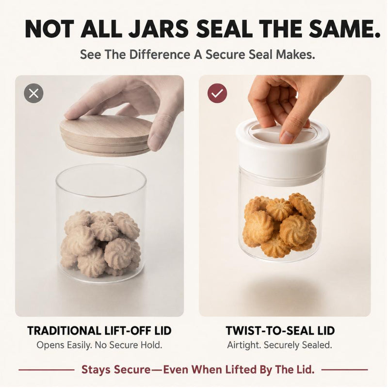 Turn-to-Seal Micro Vacuum Glass Storage Jars (800ml)