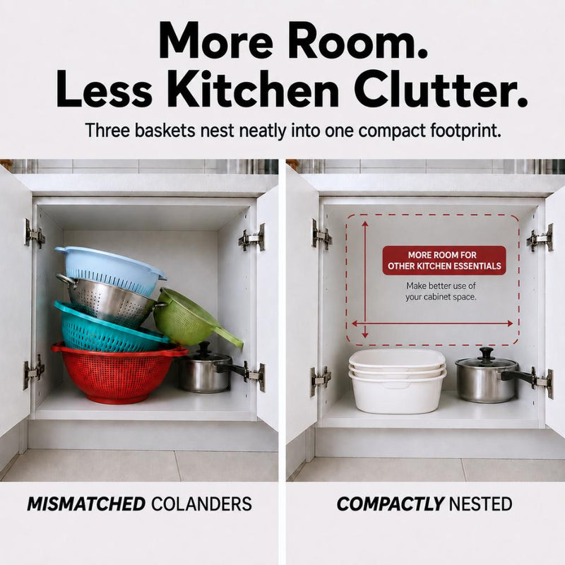 3-tier Stackable Colander Draining Basket