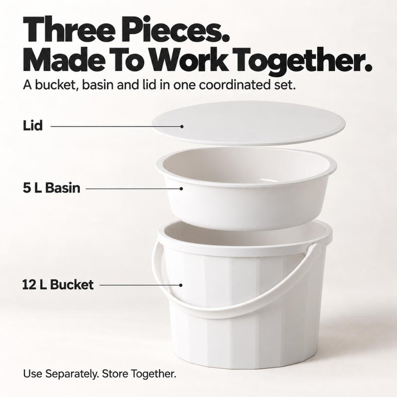 3-in-1 Bucket, Pail & Lid Set with Handle