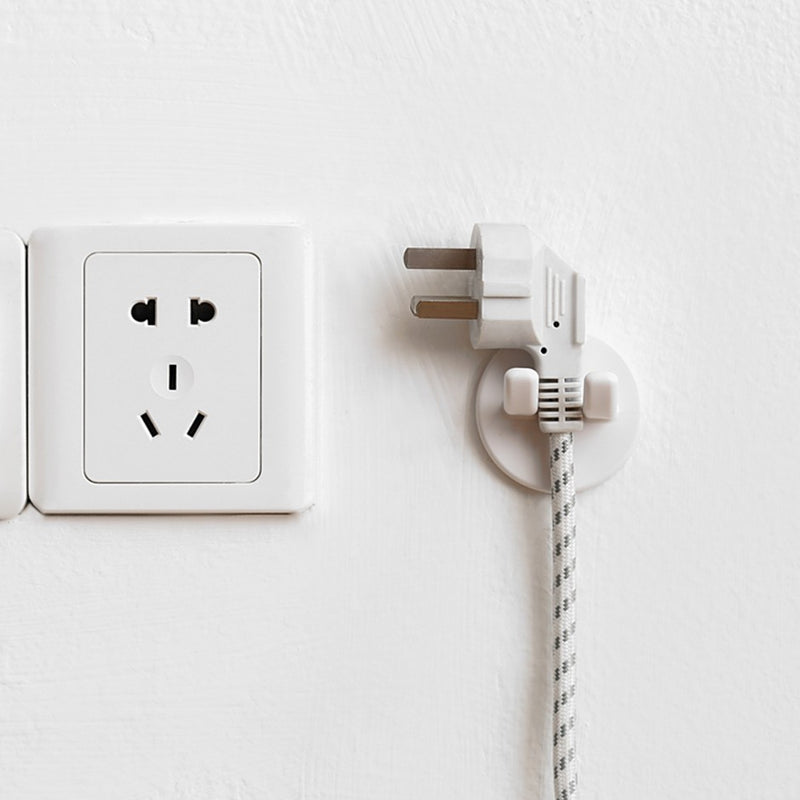 (Set of 2) Safety Power Plug Holder/ Hook With Adhesive