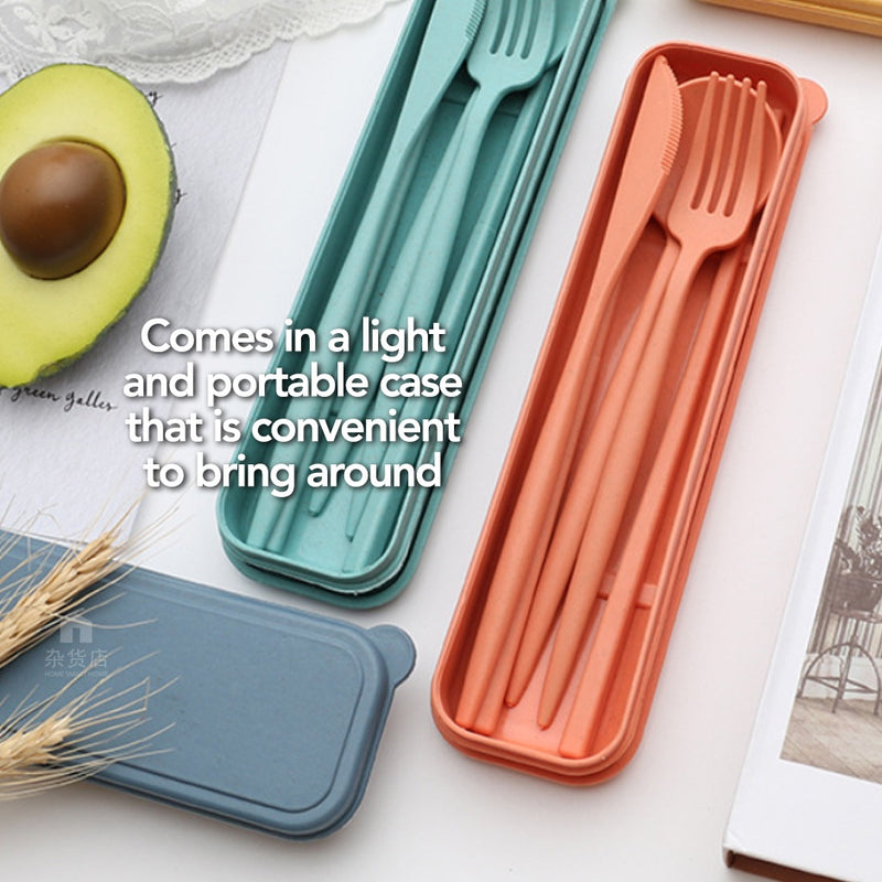 Portable Wheat Straw Cutlery 4pc Set BPA Free