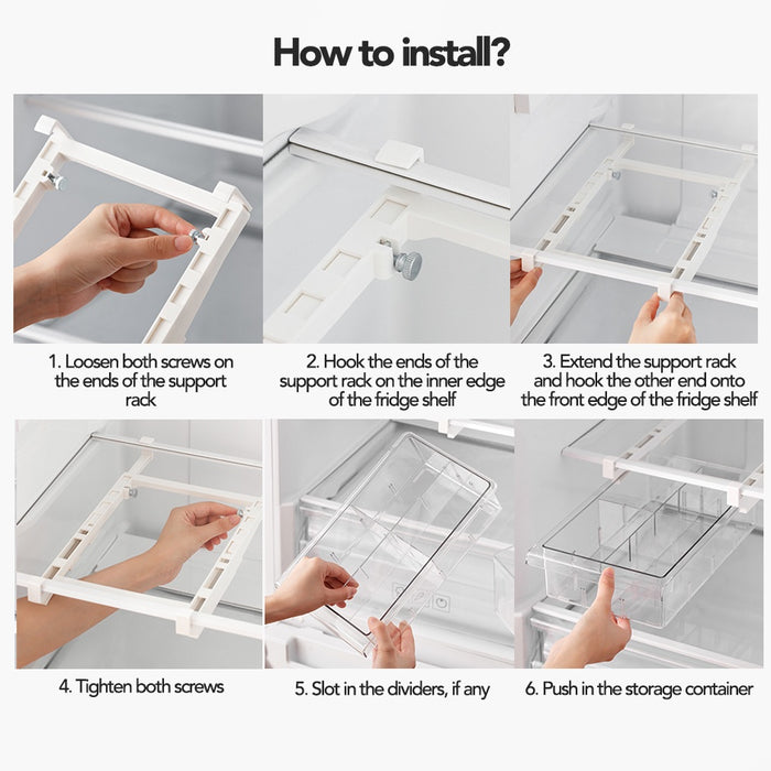 Clear Fridge Undershelf Pull-Out Drawer Organiser