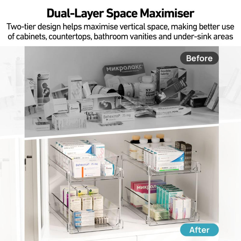 Dual-layer Tabletop Undersink Cabinet Slidable Organiser