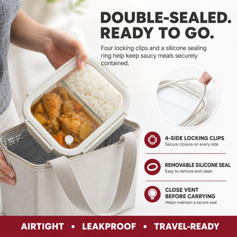 Airtight High Borosilicate Glass Microwaveable Food Container & Lunch Box