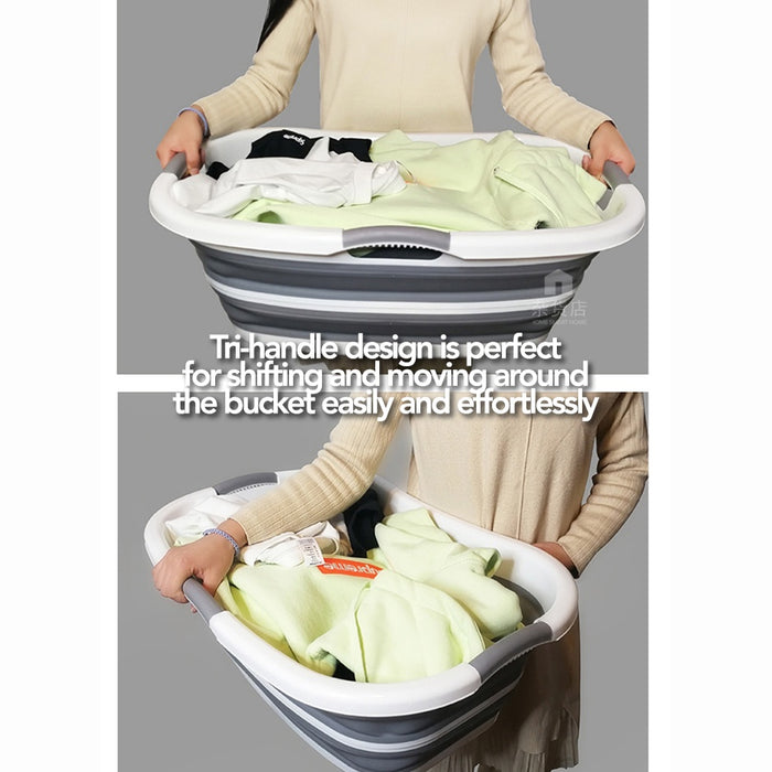 Extra Large Capacity Collapsible Laundry Basket / Bathing Tub with Tri-handle