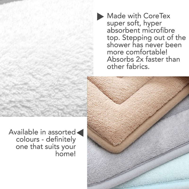 Ultra Absorbent & Super Soft Memory Foam Bathroom Floor Mat with Anti-Slip Base