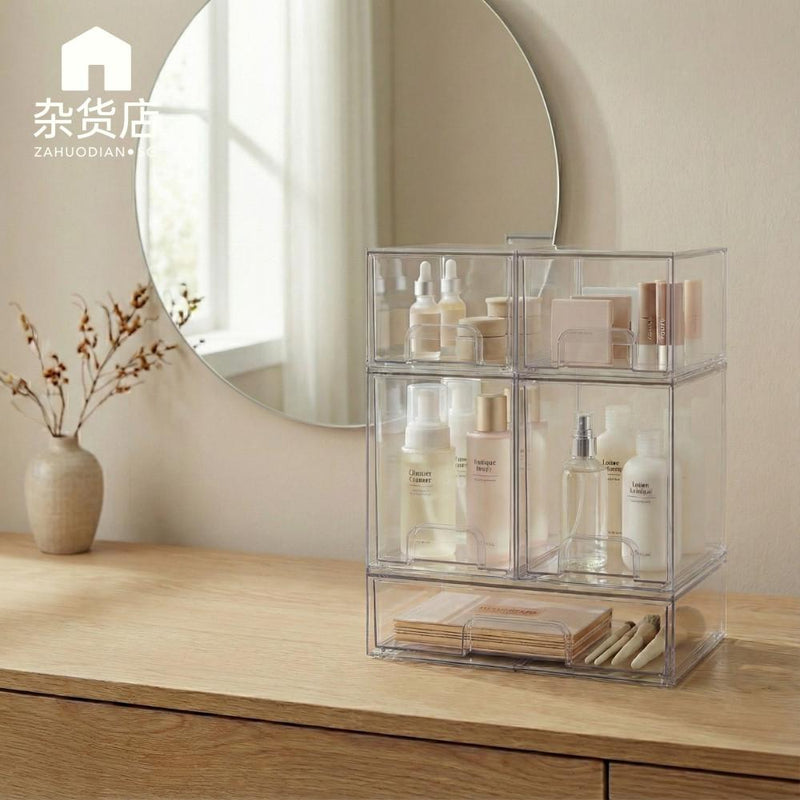Clear Stacking Tabletop Modular Drawers for Skincare Cosmetics Supplements Teabags & More
