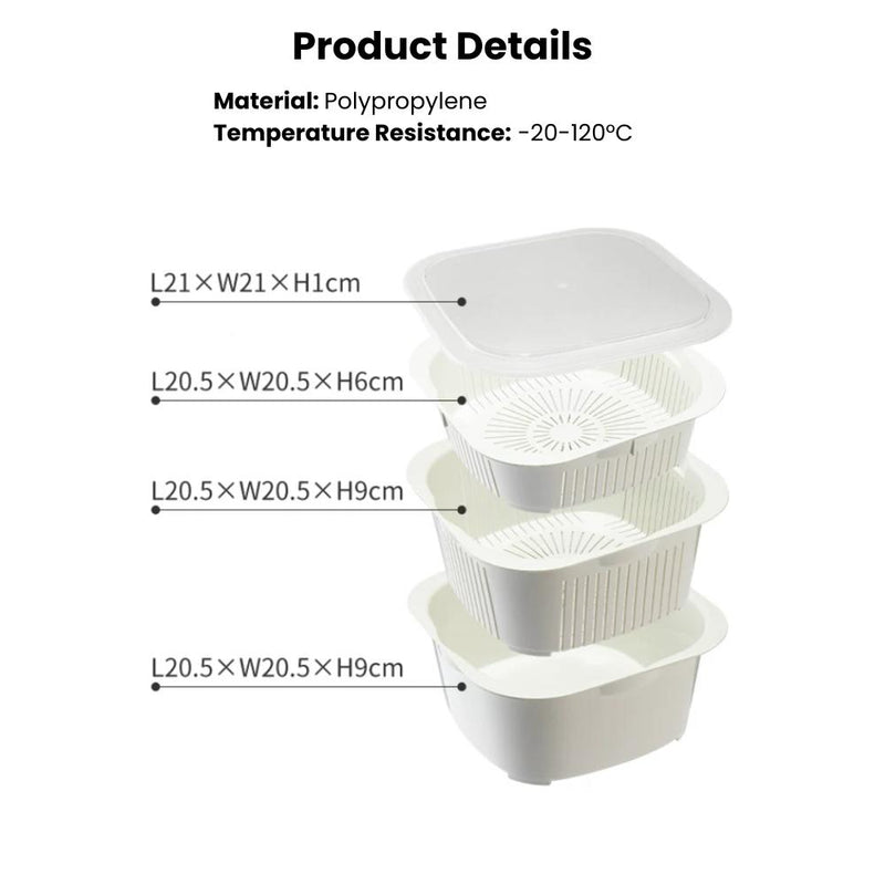 Fruits & Vegetables Colander Basket with Lid Set of 3