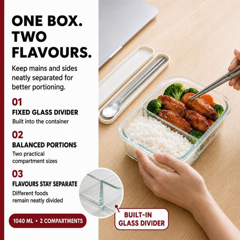 Airtight High Borosilicate Glass Microwaveable Food Container & Lunch Box