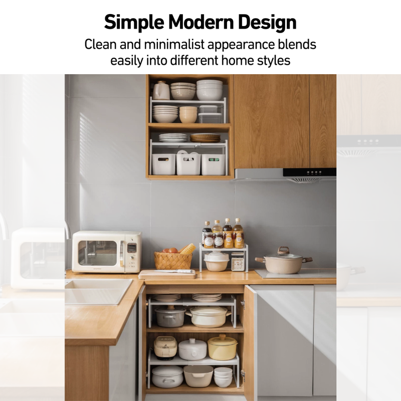 Extendable & Adjustable Shelf Risers for Maximising Vertical Spaces