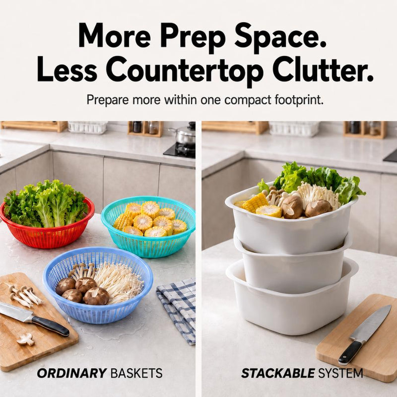 3-tier Stackable Colander Draining Basket