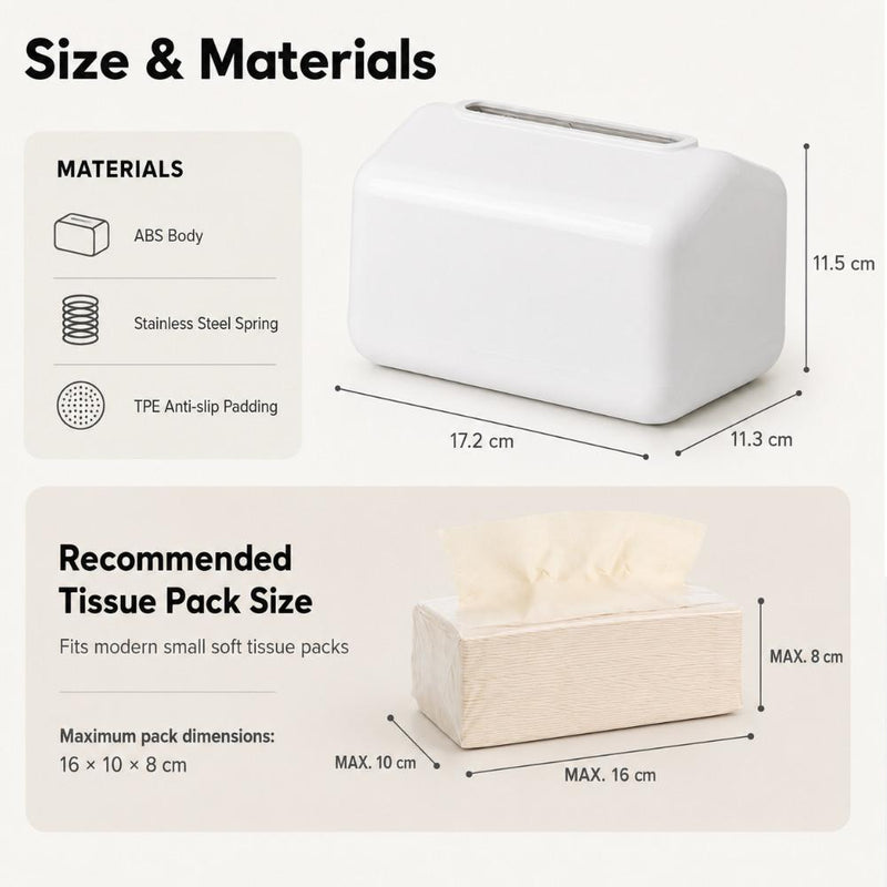 Minimalist Spring-Lift Tissue Box Holder
