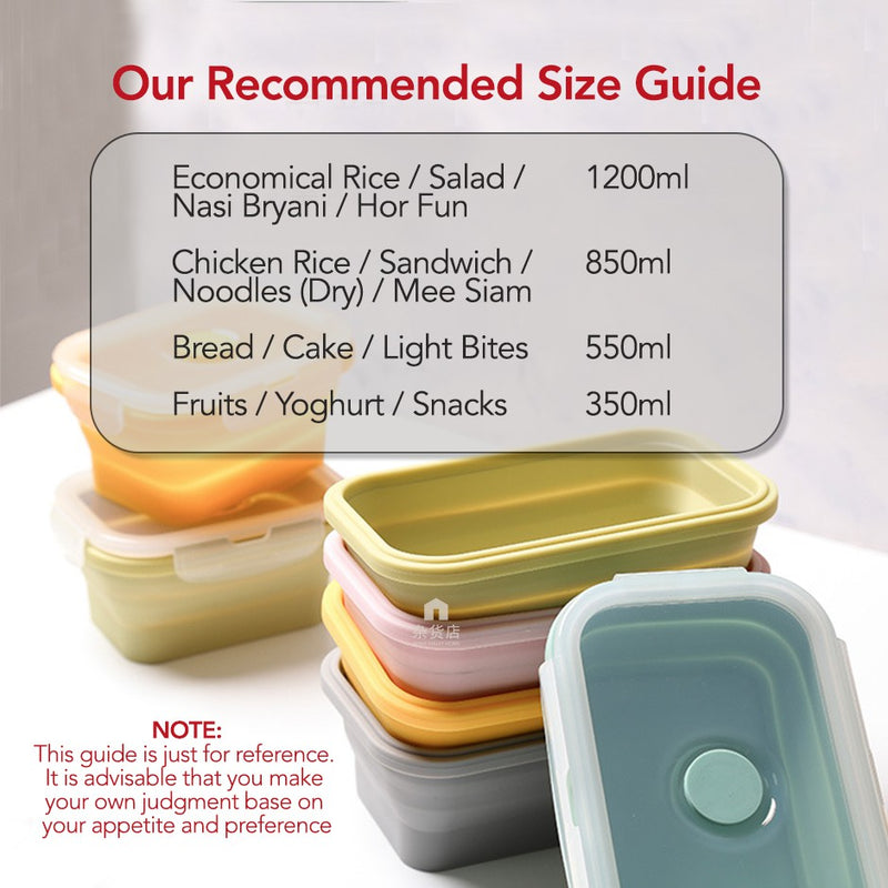 Collapsible Silicone Lunch Box in Assorted Sizes & Colours