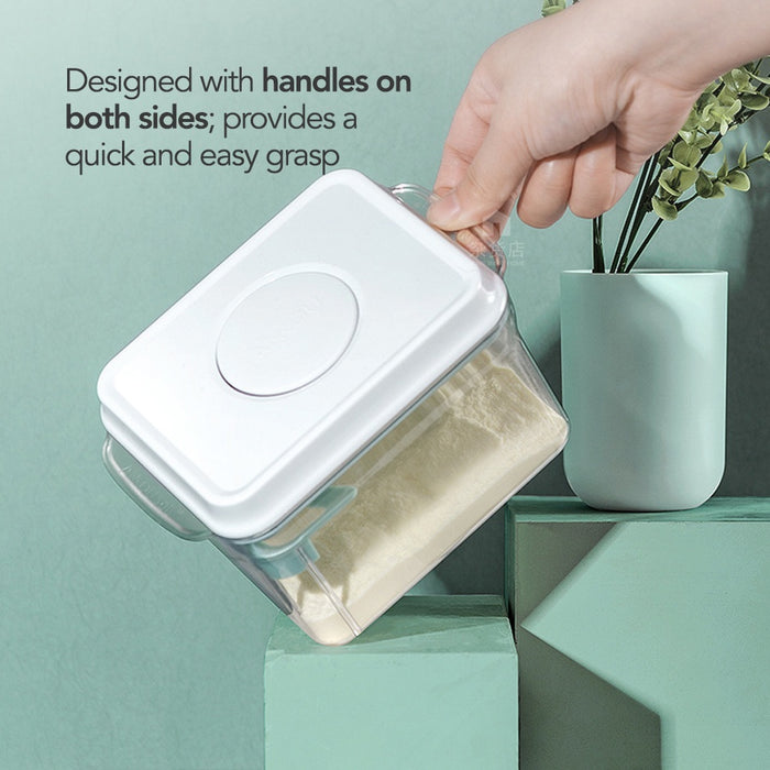 One-Push Airtight Storage Container for Milk Powder with Scoop & Scraper - BPA FREE