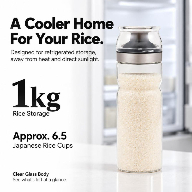 CB Japan Slim Airtight Rice Bottle with Measuring Cup/Lid 1kg