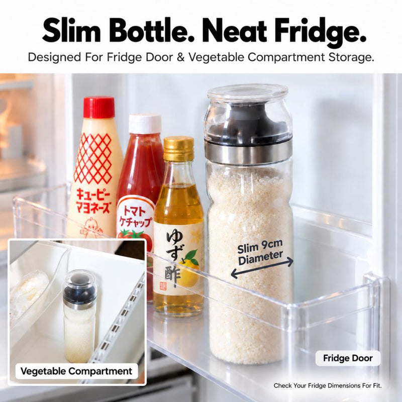 CB Japan Slim Airtight Rice Bottle with Measuring Cup/Lid 1kg