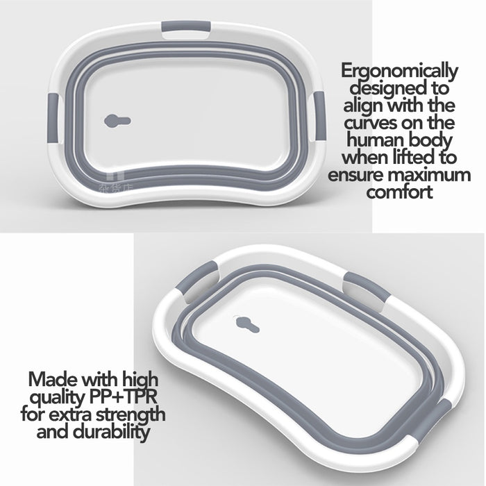 Extra Large Capacity Collapsible Laundry Basket / Bathing Tub with Tri-handle
