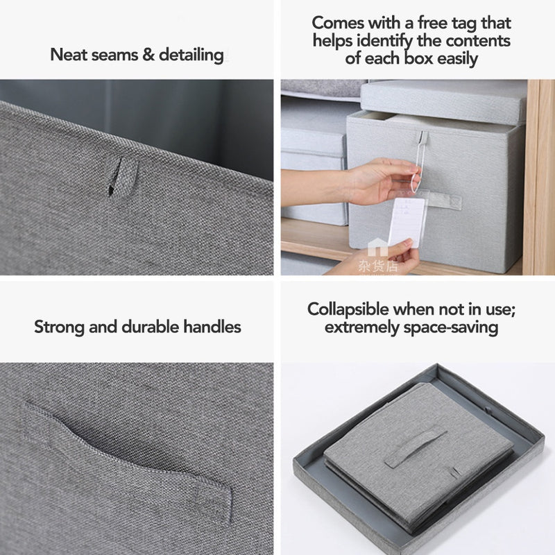 60L Large Capacity Foldable Fabric Storage Box with Lid