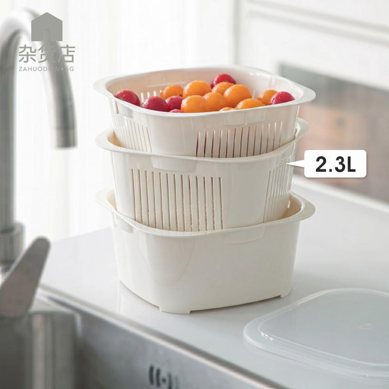 Fruits & Vegetables Colander Basket with Lid Set of 3