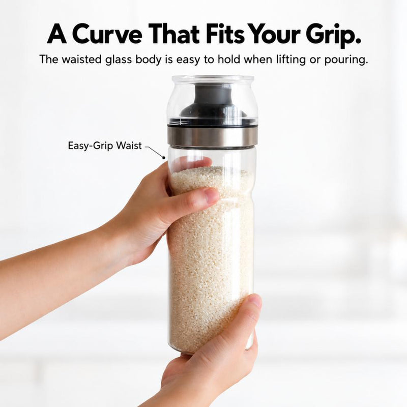 CB Japan Slim Airtight Rice Bottle with Measuring Cup/Lid 1kg