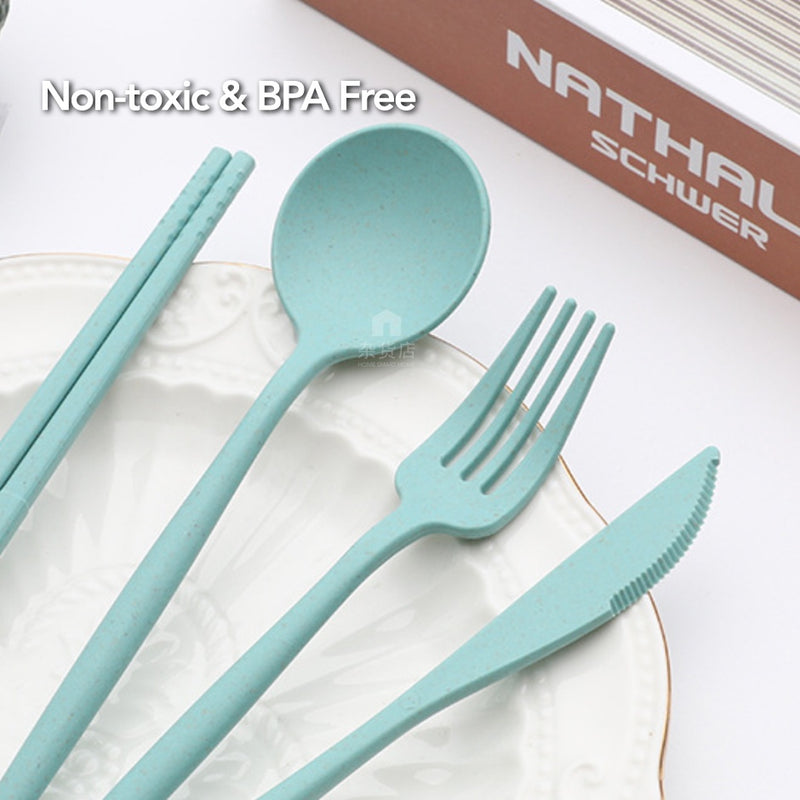 Portable Wheat Straw Cutlery 4pc Set BPA Free