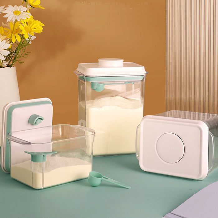 One-Push Airtight Storage Container for Milk Powder with Scoop & Scraper - BPA FREE