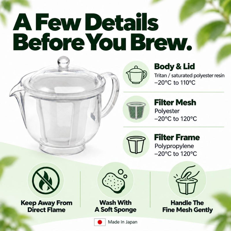 Akebono Made in Japan Tritan Tea Pot with Mesh Filter 480ml