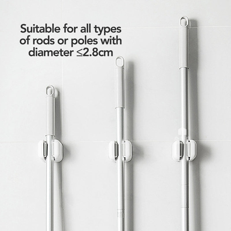 (Set of 3) Wall-Mounted Sleek Minimalist Mop Broom Holder