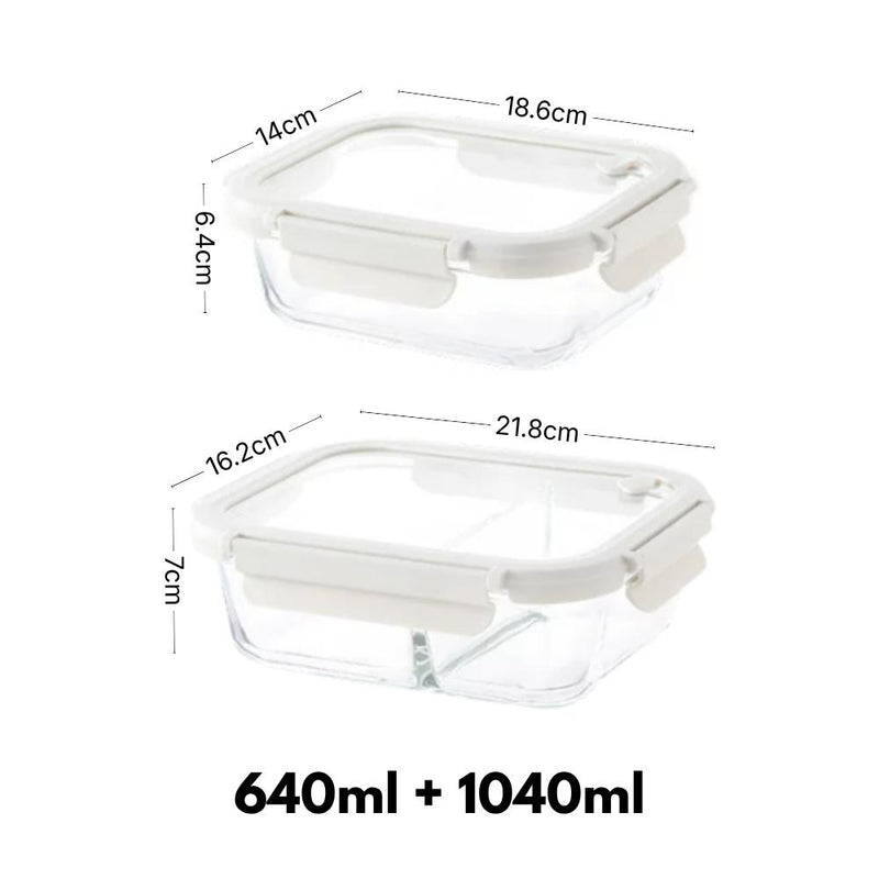 Airtight High Borosilicate Glass Microwaveable Food Container & Lunch Box