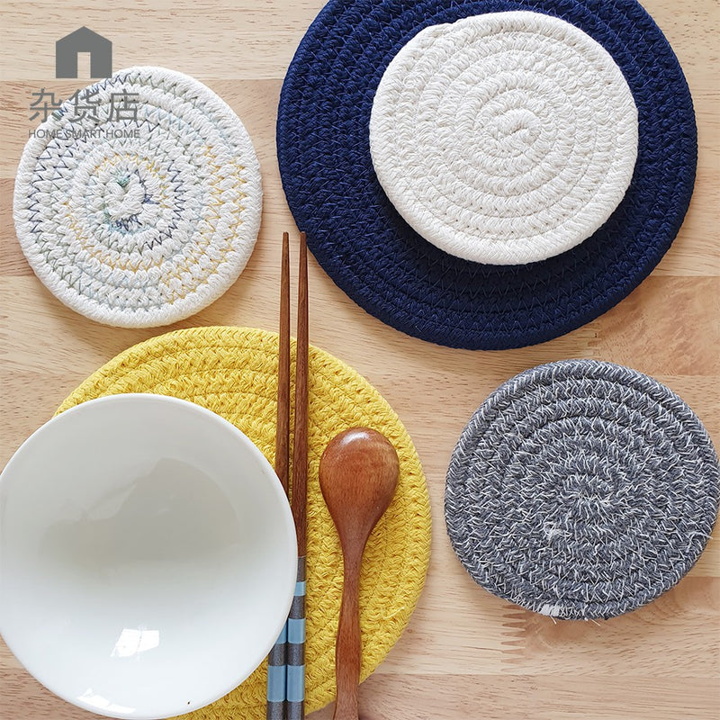 (Set of 2/3) Handmade Woven Round Coasters and Insulation Mat in Assorted Designs