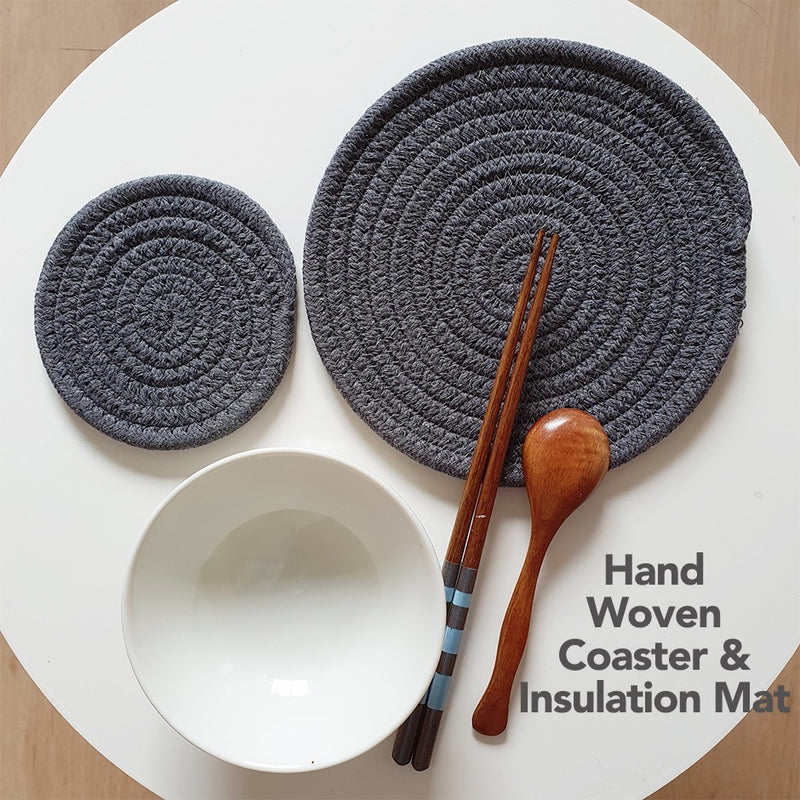 (Set of 2/3) Handmade Woven Round Coasters and Insulation Mat in Assorted Designs