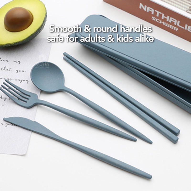 Portable Wheat Straw Cutlery 4pc Set BPA Free
