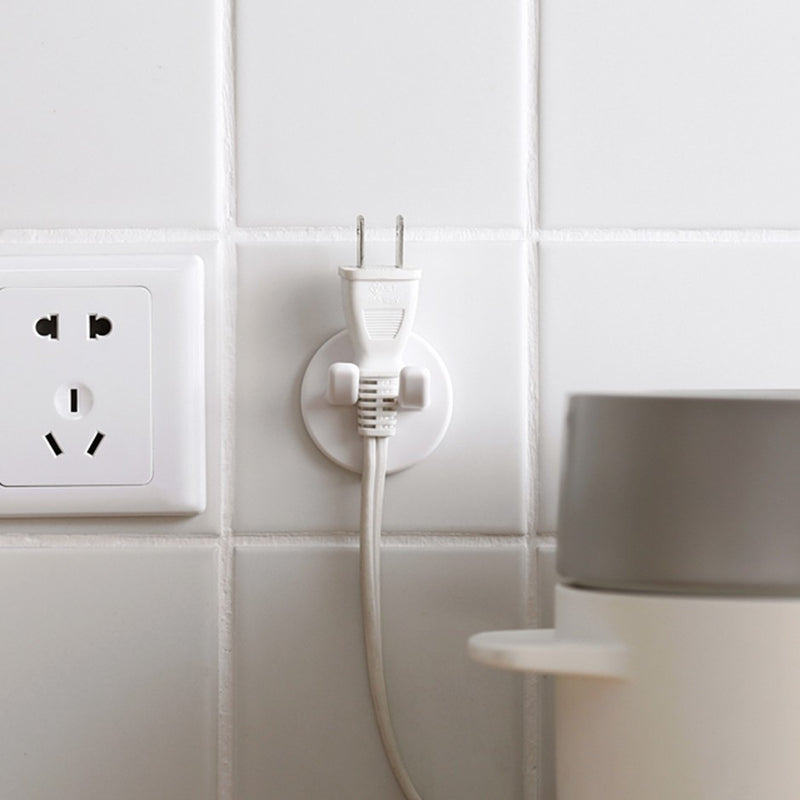 (Set of 2) Safety Power Plug Holder/ Hook With Adhesive