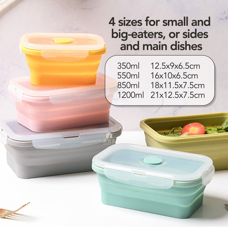 Collapsible Silicone Lunch Box in Assorted Sizes & Colours