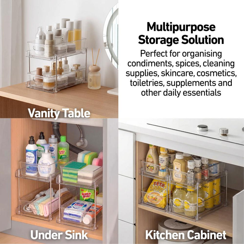Dual-layer Tabletop Undersink Cabinet Slidable Organiser