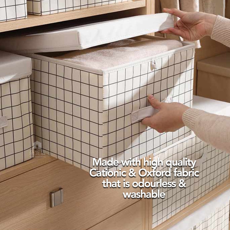 60L Large Capacity Foldable Fabric Storage Box with Lid