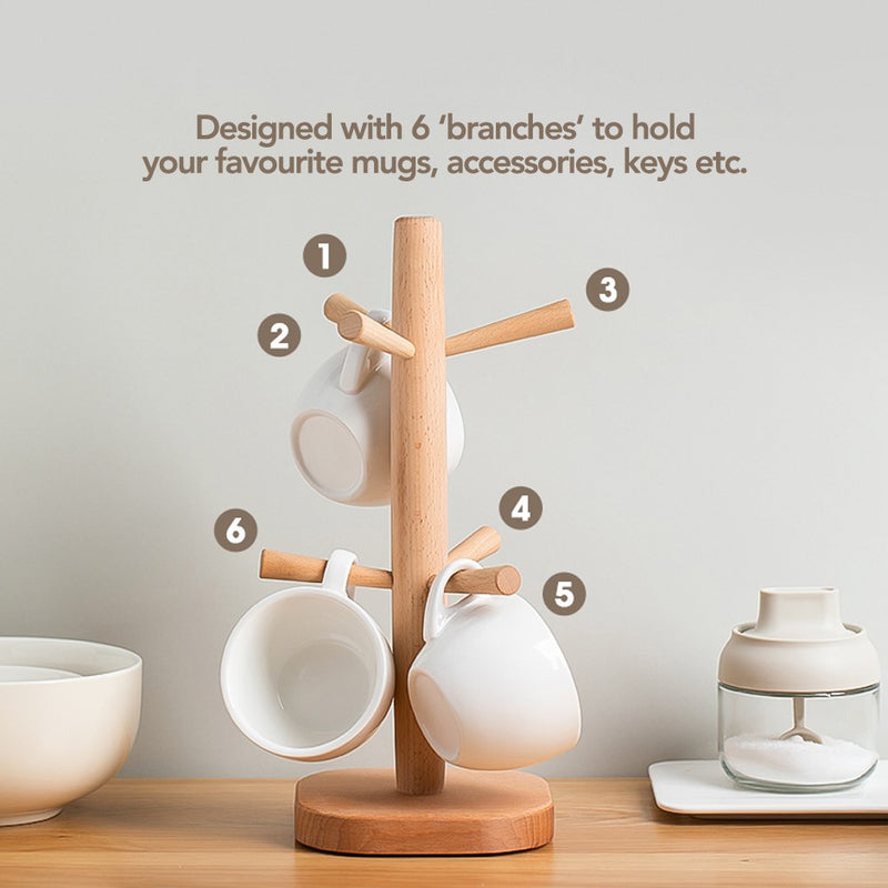 Japanese Style Minimalist Wooden Mug Stand / Cup Holder