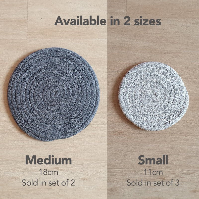 (Set of 2/3) Handmade Woven Round Coasters and Insulation Mat in Assorted Designs