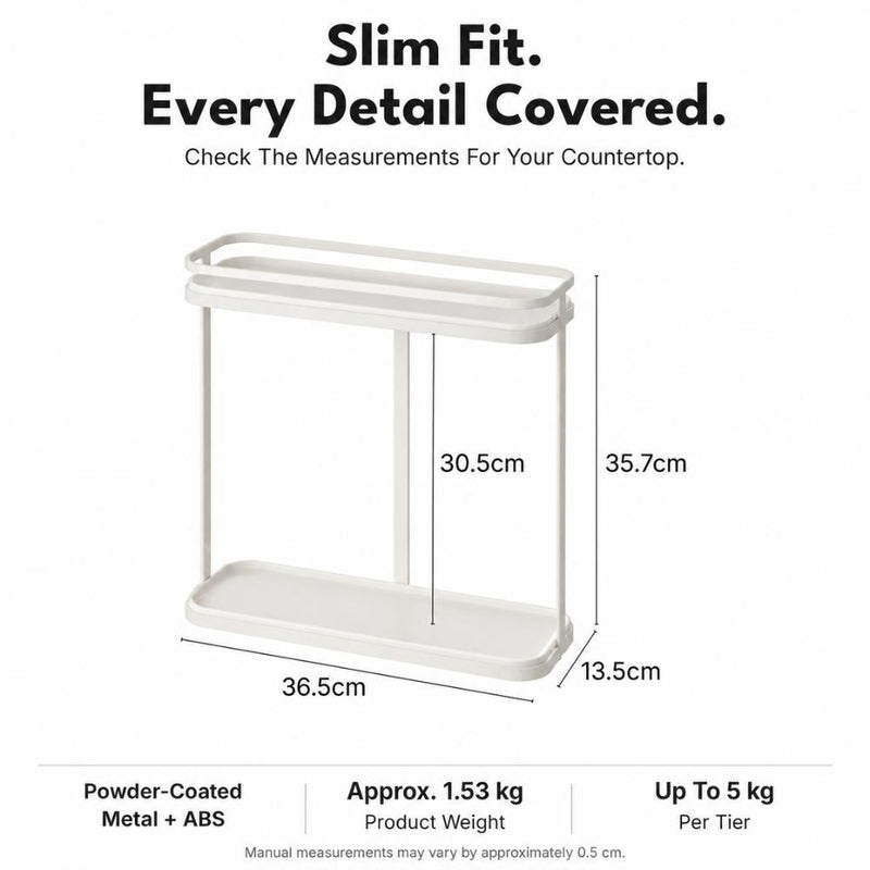 2-Tier Slim Countertop Condiment Rack with Tall-Bottle Storage