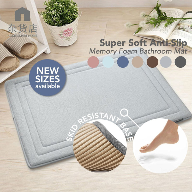 Ultra Absorbent & Super Soft Memory Foam Bathroom Floor Mat with Anti-Slip Base