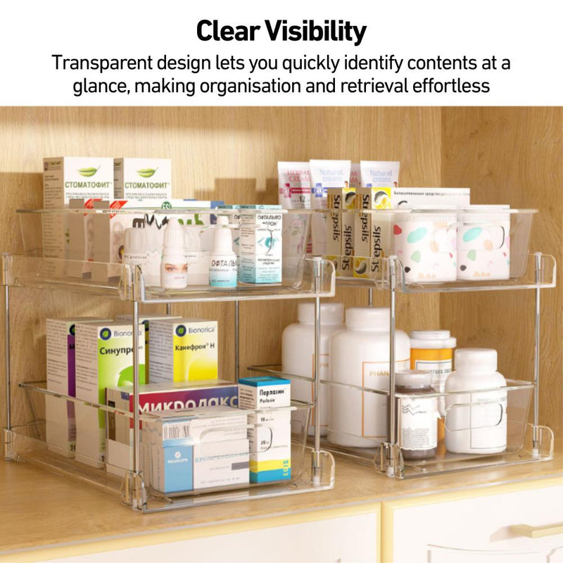 Dual-layer Tabletop Undersink Cabinet Slidable Organiser