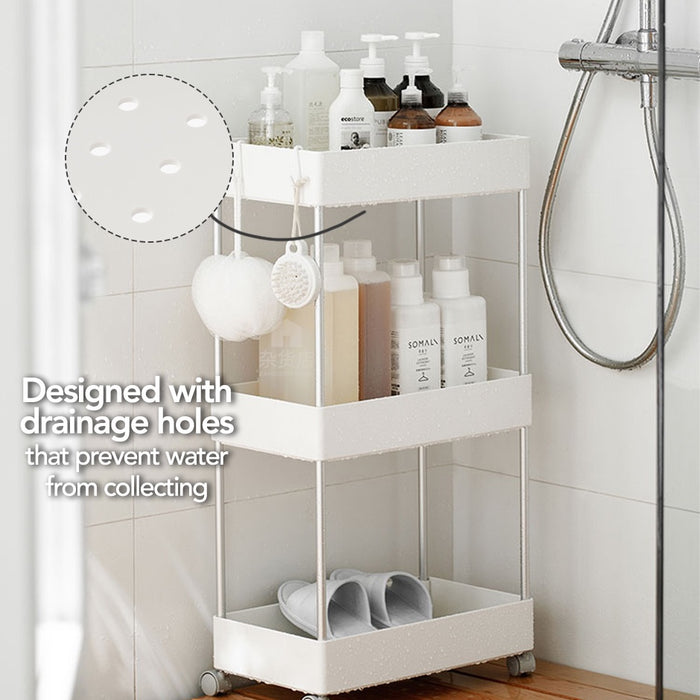 Multipurpose Bathroom & Kitchen Rack with Wheels