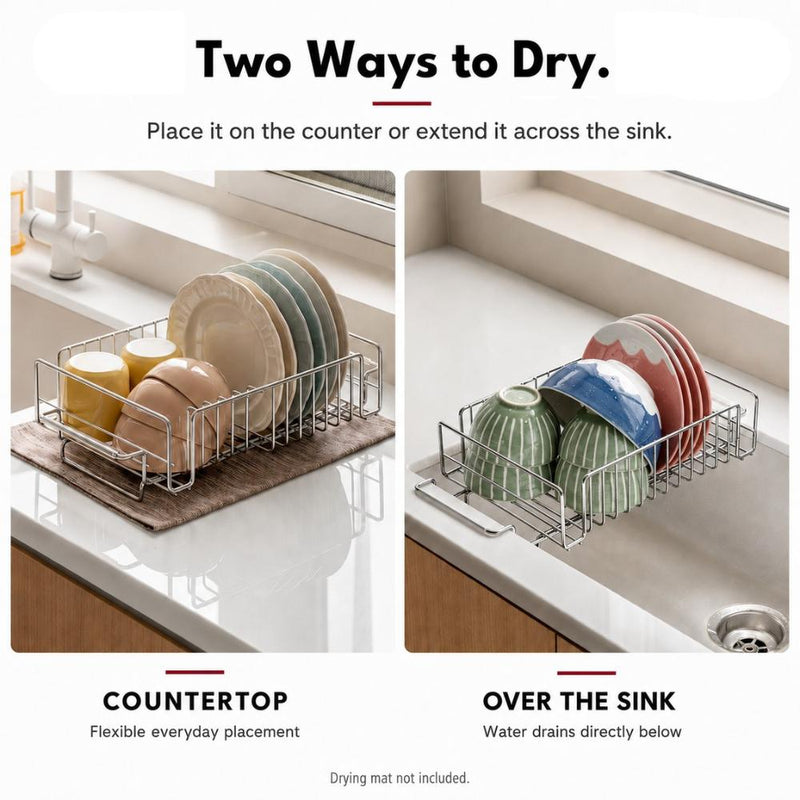 304 Stainless Steel Over-the-Sink Extendable Drying Rack